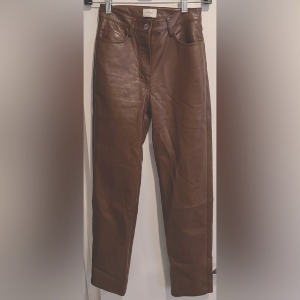 ARITZIA x Wilfred MELINA PANT cognac brown jeans made of vegan faux leather 00